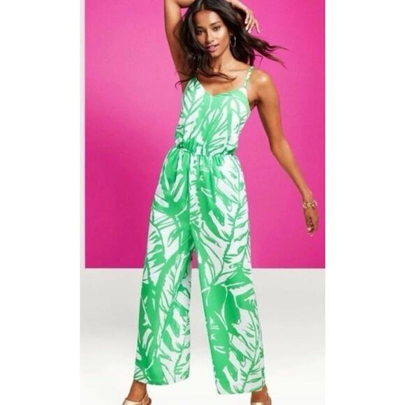 Lilly Pulitzer x Target Boom Boom Green White Palm Print Jumpsuit Size M - Picture 2 of 8